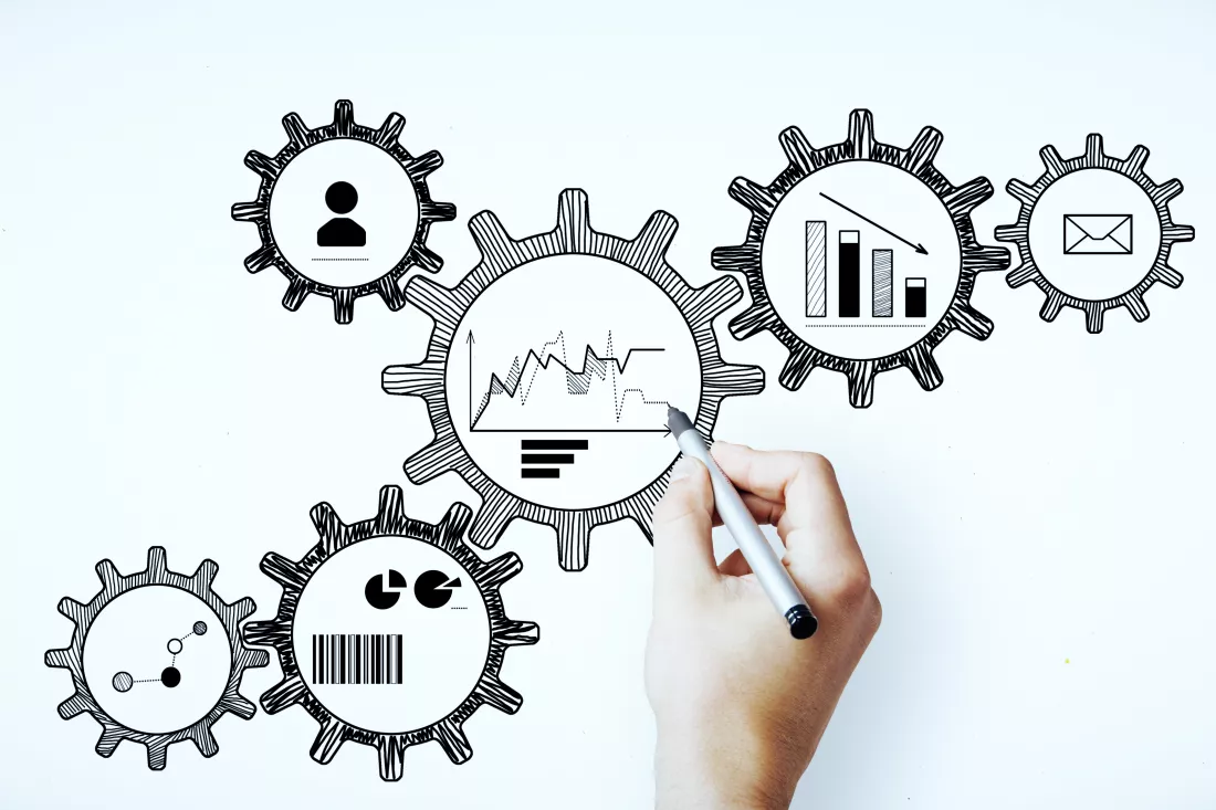 hand-drawing-creative-cogwheels-sketch-concrete-wall-background-engineering-success-concept