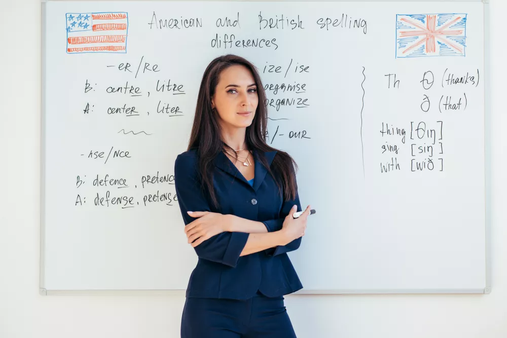 portrait-female-english-teacher-front-whiteboard