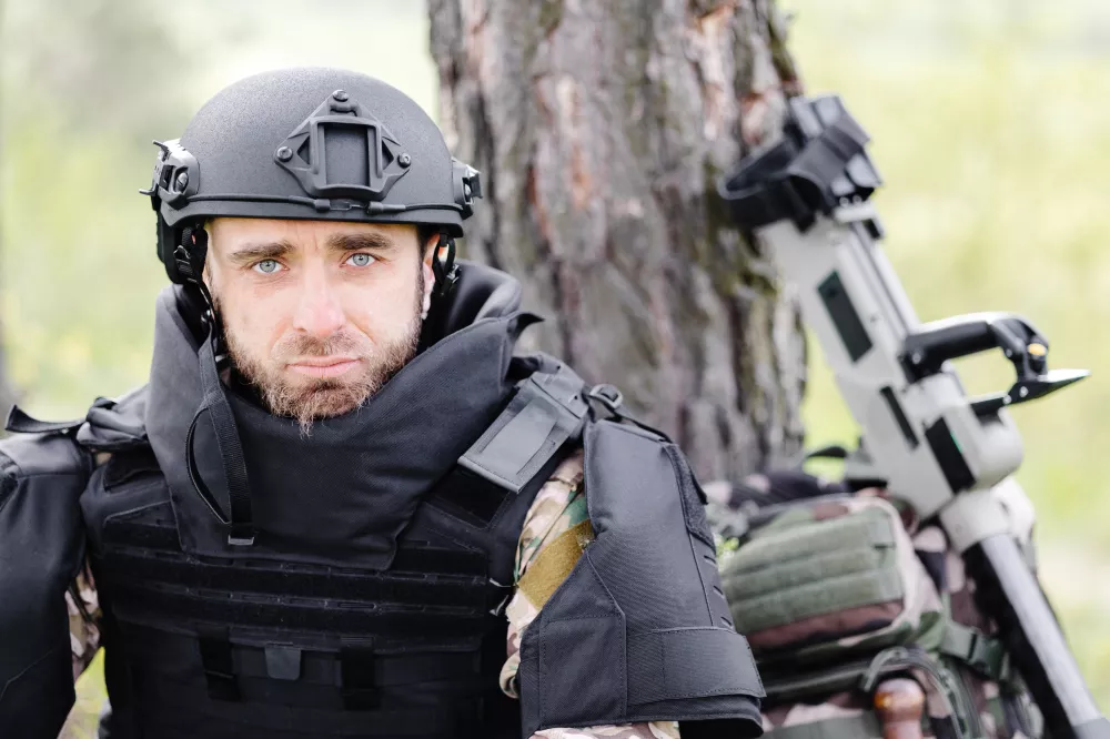 man-military-uniform-bulletproof-vest-sits-forest-near-metal-detector-military-backpack-man-pauses-work-demining-territory