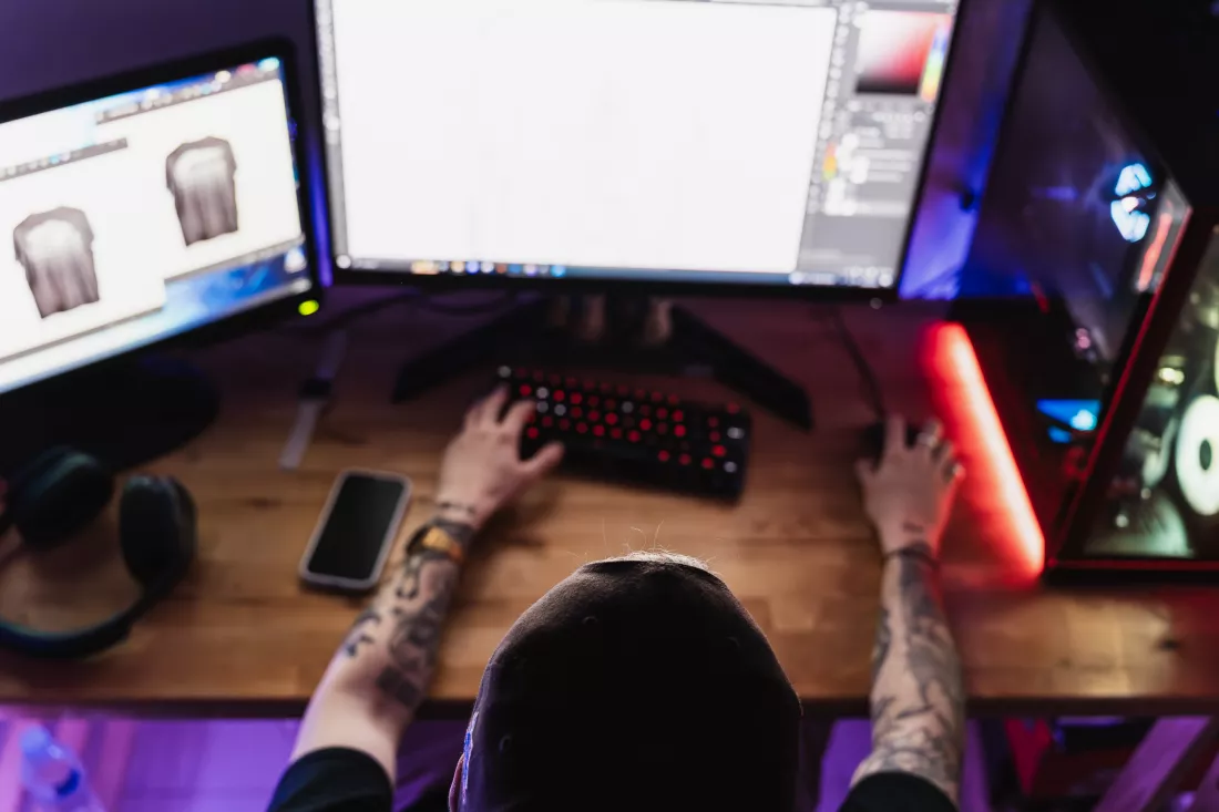 overhead-shot-unrecognizable-professional-editor-creating-content-his-home-workspace