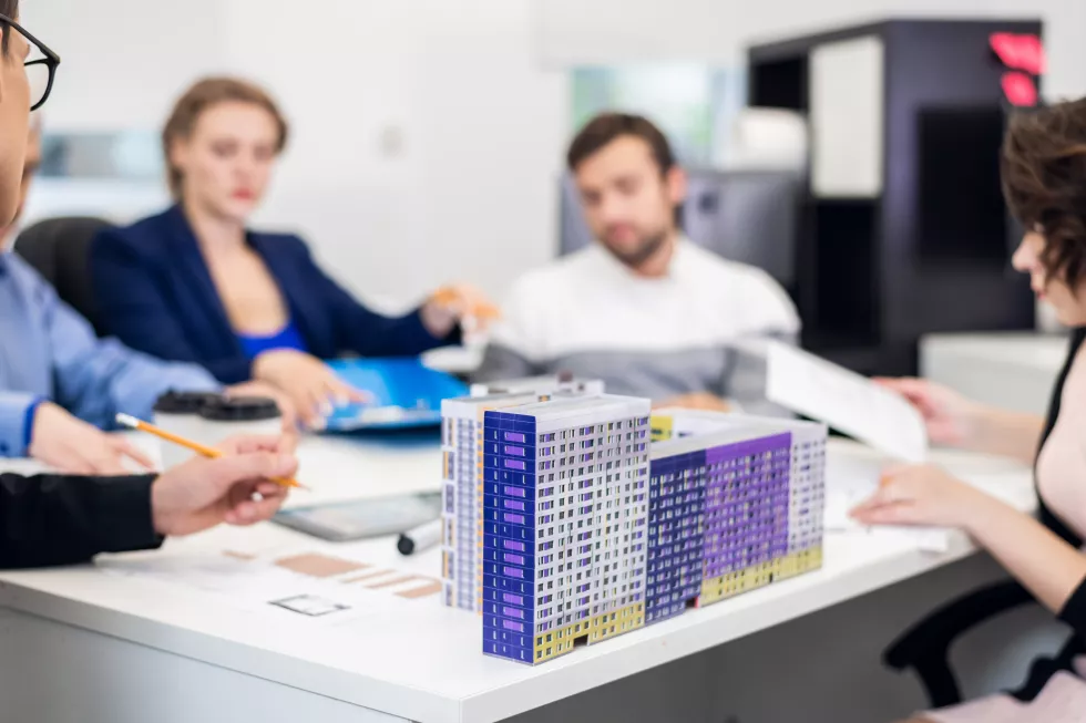 close-up-picture-colorful-handcrafted-maquette-block-flats